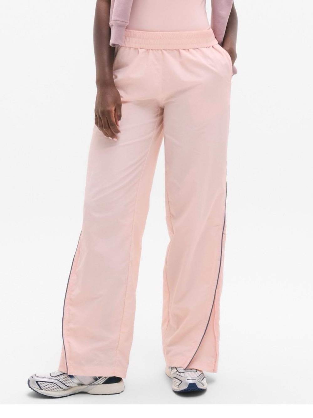 Athleta Light Pink Wide-Leg Track Pants